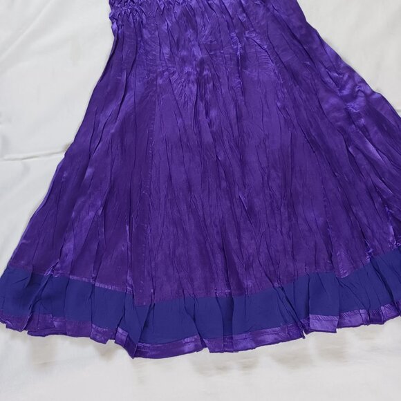 Jessica Purple Crinkle Midi Dress Shiny Short Sleeve Full Skirt Retro Size 6 - Picture 6 of 12